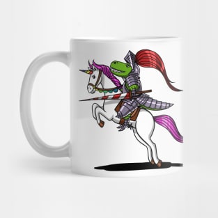 T-Rex Dinosaur Knight Riding Unicorn Mug